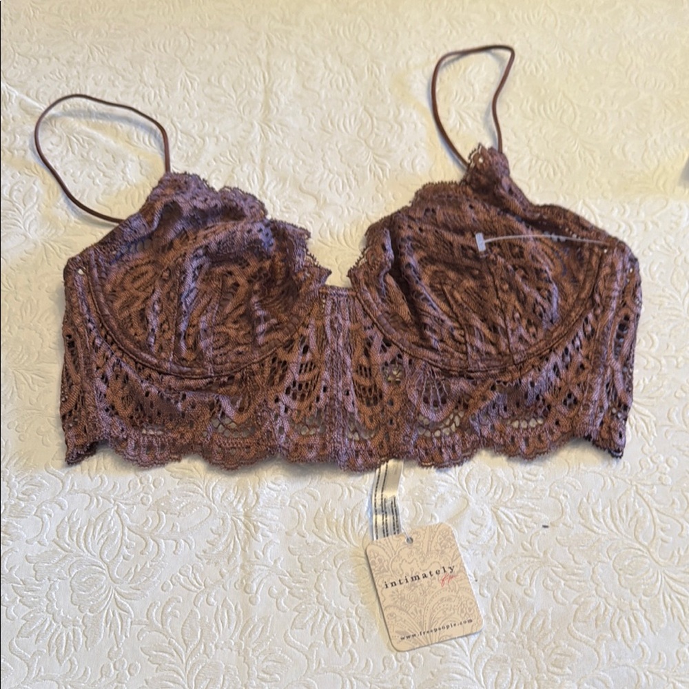 FREE PEOPLE LACE BRA CORSET NWT SZ SMALL COLOR BROWN